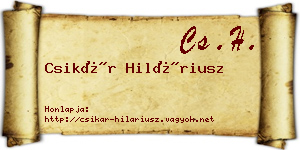 Csikár Hiláriusz névjegykártya